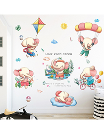 Fashion 35*50cmx2 Pieces In Bag Packaging Cartoon Baby Elephant Wall Sticker