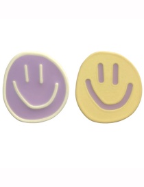 Fashion Yellow Purple Alloy Contrast Color Smiley Ear Studs