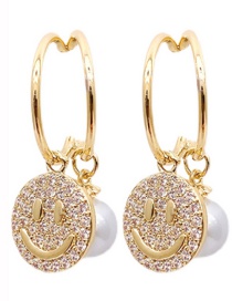 Fashion Gold Color Alloy Diamond Smiley Earrings