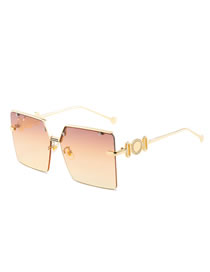 Fashion Gold Coloren Frame Tea Powder Tablets Large Square Frame Sunglasses