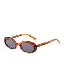 Fashion Leopard Frame Gray Piece Oval Small Frame Sunglasses