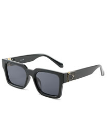 Fashion Black Frame Gray Piece (gold Coloren Accessory) Large Square Frame Sunglasses