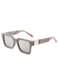 Fashion Porcelain Pattern Frame White Mercury Large Square Frame Sunglasses