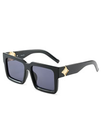 Fashion Black Frame Black Film Large Square Frame Sunglasses