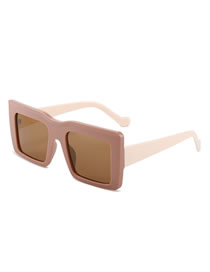 Fashion Powder Frame Tea Slices Large Square Frame Sunglasses