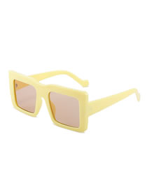 Fashion Yellow Framed Tea Slices Large Square Frame Sunglasses