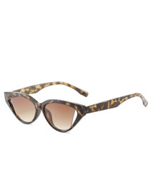 Fashion Leopard Frame Double Tea Slices Small Frame Cat Eye Sunglasses