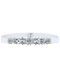 Fashion White Crystal Diamond Wide Band Belt