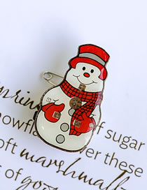 Fashion 20#red Riding Hood Snowman Brooch Christmas Snowman With Santa Elk Geometric Brooch