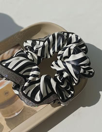 Fashion Zebra Pattern Faux Leather Zebra Pattern Rhinestone-trimmed Pleated Hair Tie