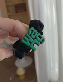 Fashion Wang Green Letter Mark Pleated Hair Tie
