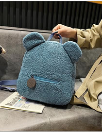 Fashion Blue Plush Bear Ears Backpack