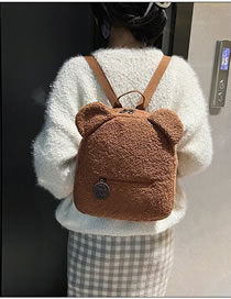 Fashion Brown Plush Bear Ears Backpack