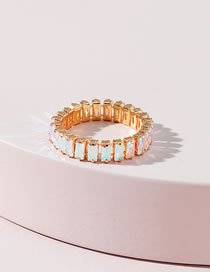 Fashion Gold Color Metal Inlaid Zirconium Chain Ring