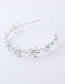 Fashion Silver Color Flower Metal Crystal Flower Pearl Headband