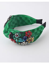 Fashion C Metal Diamond-studded Knotted Checkered Headband