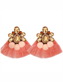 Fashion Orange Pink Acrylic Fancy Diamond Hair Ball Tassel Stud Earrings