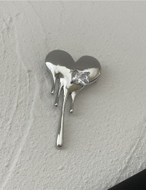 Fashion Silver Color Alloy Inlaid Square Diamond Lava Heart Brooch