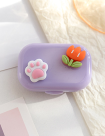 Fashion Purple-flowers Plastic Cartoon Cosmetic Contact Box