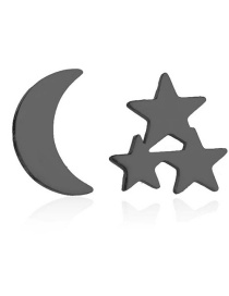 Pendientes Estrella Y Luna Geométricos De Acero Titanio