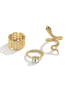 Fashion Section Three Golden 3061 Alloy Hollow Snake Ring Set