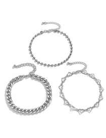 Fashion White K Alloy Diamond Claw Chain Love Chain Anklet Set