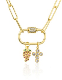 Fashion Gold Gold-plated Copper And Zirconium Fruit Cross Necklace
