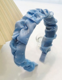 Fashion Blue Hot Rhinestone Folded Fabric Hair Band