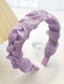 Fashion Purple Hot Rhinestone Folded Fabric Hair Band