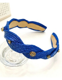 Fashion Royal Blue Straw Diamond-studded Headband