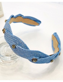 Fashion Light Blue Straw Diamond-studded Headband