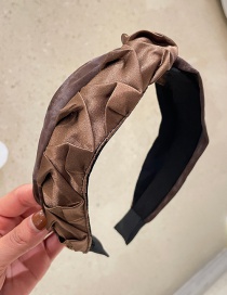 Fashion Brown + Dark Coffee Leather Stitching Headband Crocodile Leather Stitching Headband