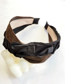 Fashion Black + Dark Coffee Leather Stitching Headband Crocodile Leather Stitching Headband