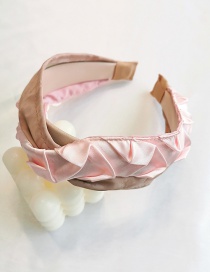 Fashion Light Pink + Light Pink Leather Stitching Headband Crocodile Leather Stitching Headband