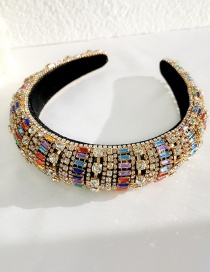 Fashion Fancy Diamonds Golden Full Rhinestone Headband Sponge Full Drill Headband