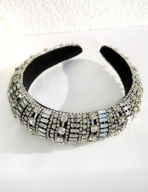 Fashion White Diamonds Silver Full Diamond Headband Sponge Full Drill Headband