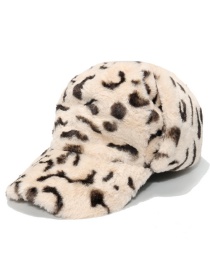 Fashion Beige Leopard Print Plush Baseball Cap