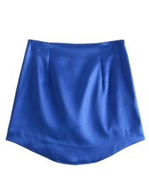 Fashion Blue Solid Color Shiny Skirt