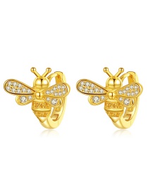 Fashion Yellow Gold Metal Diamond Bee Earrings