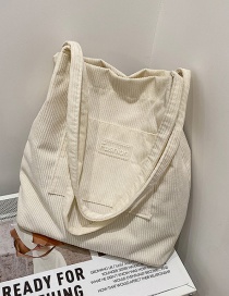 Fashion White Without Pendant Corduroy Letter Logo Large Capacity Shoulder Bag