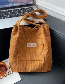 Fashion Brown Without Pendant Corduroy Letter Logo Large Capacity Shoulder Bag