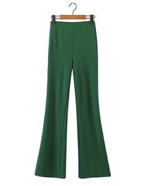 Fashion Green Solid Color Stretch Flared Trousers