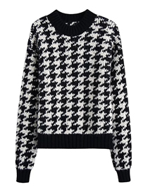 Fashion Houndstooth Houndstooth Pullover Knitted Sweater