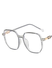 Fashion Transparent Gray Large Square Frame Flat Glasses Frame