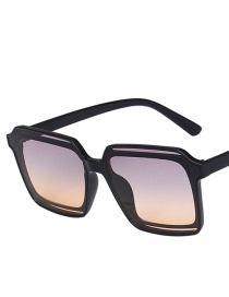 Fashion Upper Gray And Lower Orange Hollow Square Big Frame Sunglasses