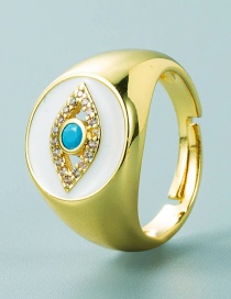 Fashion White Copper Gold-plated Inlaid Zirconium Drip Oil Eye Ring