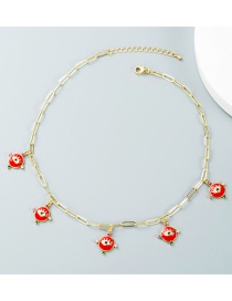 Fashion Red Gold-plated Copper Inlaid Zirconium Oil Dripping Eye Necklace