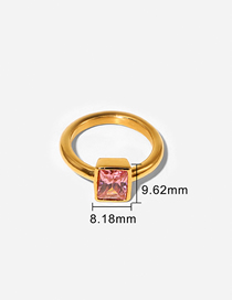 Fashion Pink Titanium Steel Inlaid Square Zirconium Edging Ring