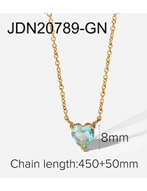 Fashion Green Titanium Steel Inlaid Zirconium Heart Necklace