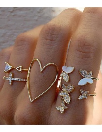 Fashion 4# Alloy Diamond Butterfly Love Cross Ring Set